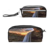 MNVTSKOP Cascata al tramonto, borsa per il trucco, piccola custodia da viaggio per cosmetici, organizer portatile per cancelleria per donne e insegnanti