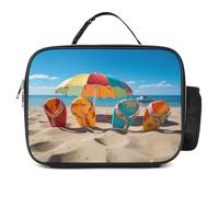MNVTSKOP Colorato Flip Flops Beach Ball Lunch Box Riutilizzabile Lunchbox a tenuta stagna Tote Bag con maniglia per ufficio Picnic Spiaggia