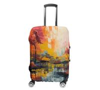 MNVTSKOP Colorato Pittura Dei Bagagli Copre Graffi Lavabile Copertura Della Valigia Poliestere Elastico Viaggio Baggage Protector per Valigia Protector Cover, bianco, L