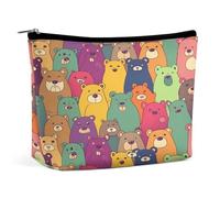 MNVTSKOP Colorful Bears Cosmetic Bag Grande Capacità Viaggio Makeup Bag Trendy Portable Toiletry Bag per le donne