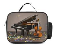 MNVTSKOP Contenitore per il pranzo con note musicali per pianoforte, violino, riutilizzabile, a prova di perdite, con manico, per ufficio, picnic, spiaggia