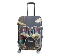 MNVTSKOP Cool Drum Set Copribagagli Resistente ai Graffi Lavabile Valigia Copertura Poliestere Elastico Viaggio Baggage Protector per Valigia Protector Cover, bianco, S