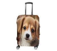 MNVTSKOP Copertura per bagagli a forma di cane carino, resistente ai graffi, lavabile, in poliestere, elastica, da viaggio, protezione per valigie, bianco, XL