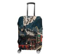 MNVTSKOP Copertura per bagagli a treno locomotiva a vapore, resistente ai graffi, lavabile, in poliestere, elastica, protezione per bagagli da viaggio, bianco, XL