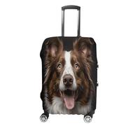 MNVTSKOP Copertura per bagagli con cane che sporge dalla lingua, resistente ai graffi, lavabile, in poliestere, elastica, protezione per bagagli da viaggio, bianco, XL