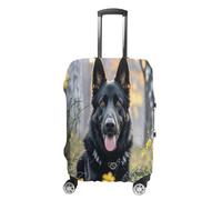 MNVTSKOP Copertura per bagagli con cane da pastore tedesco, antigraffio, lavabile, in poliestere, elastica, protezione per bagagli da viaggio, per valigie, colore: nero, bianco, XL