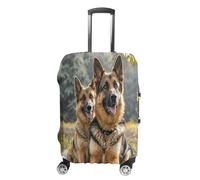 MNVTSKOP Copertura per bagagli con cani da pastore tedesco, antigraffio, lavabile, in poliestere, elastica, protezione per bagagli da viaggio, bianco, XL