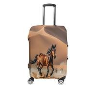 MNVTSKOP Copertura per bagagli con cavalli che corrono nel deserto, resistente ai graffi, lavabile, in poliestere, elastica, protezione per bagagli da viaggio, bianco, L