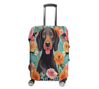 MNVTSKOP Copertura per bagagli con motivo floreale per cani, resistente ai graffi, lavabile, in poliestere, elastica, protezione per bagagli da viaggio, bianco, XL