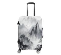 MNVTSKOP Copertura per bagagli con pittura a inchiostro astratta resistente ai graffi lavabile copertura per valigia in poliestere elastico da viaggio protezione per valigia, bianco, S