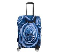 MNVTSKOP Copertura per bagagli con rose blu con motivo floreale resistente ai graffi lavabile copertura per valigia in poliestere elastico protezione per bagagli da viaggio per valigia copertura