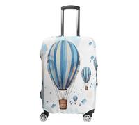 MNVTSKOP Copertura per bagagli in mongolfiera blu, resistente ai graffi, lavabile, in poliestere, elastica, protezione per bagagli da viaggio, bianco, S