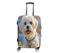 MNVTSKOP Copertura per bagagli per cani maltesi, resistente ai graffi, lavabile, in poliestere, elastica, protezione per bagagli da viaggio, bianco, S
