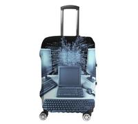 MNVTSKOP Copertura per bagagli per computer e Internet, resistente ai graffi, lavabile, in poliestere, elastica, da viaggio, protezione per valigie, bianco, S