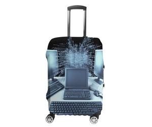 MNVTSKOP Copertura per bagagli per computer e Internet, resistente ai graffi, lavabile, in poliestere, elastica, da viaggio, protezione per valigie, bianco, M