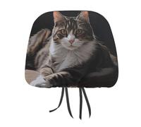 MNVTSKOP Copertura universale per poggiatesta auto a forma di gatto soriano, anti-sporco, facile da installare, durevole, traspirante, accessorio per auto, camion, SUV