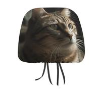 MNVTSKOP Copertura universale per poggiatesta auto a forma di gatto soriano, anti-sporco, facile da installare, durevole, traspirante, accessorio per auto, camion, SUV