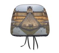 MNVTSKOP Copertura universale per poggiatesta auto, motivo: Museo del Louvre di Parigi, anti-sporco, facile da installare, durevole, traspirante, accessorio per auto, camion, SUV