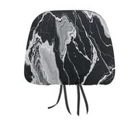 MNVTSKOP Copri poggiatesta per auto, con texture in marmo bianco e nero, universale, anti-sporco, facile da installare, resistente, traspirante, accessori per veicoli per auto, camion, SUV