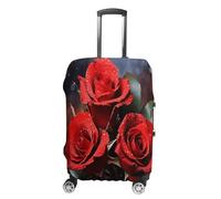 MNVTSKOP Copripagagli romantici con rose rosse, antigraffio, lavabile, in poliestere, elastico, protezione per bagagli da viaggio, per valigie, bianco, S