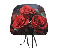 MNVTSKOP Copritesta per auto con rose rosse romantiche universali, anti-sporco, facili da installare, durevoli, traspiranti, accessori per veicoli per auto, camion, SUV