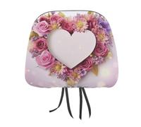 MNVTSKOP Copritesta universale per auto a forma di cuore con fiori per auto, anti-sporco, facile da installare, durevole, traspirante, accessori per veicoli per auto, camion, SUV