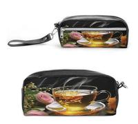 MNVTSKOP Cup Of Tea - Borsa per il trucco, piccola custodia da viaggio per cosmetici, organizer portatile per cancelleria per donne e insegnanti