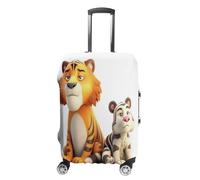 MNVTSKOP Cute Little Animals - Copertura per valigia, resistente ai graffi, lavabile, in poliestere, elastica, da viaggio, protezione per valigie, bianco, XL