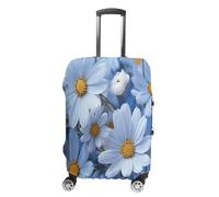 MNVTSKOP Daisy Blue - Copertura per valigia, antigraffio, lavabile, in poliestere, elastica, protezione per bagagli da viaggio, bianco, M