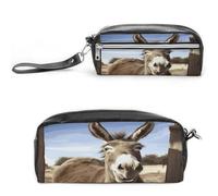 MNVTSKOP Divertente borsa per il trucco a forma di asino, piccola custodia da viaggio per cosmetici, organizer portatile per cancelleria per donne e insegnanti