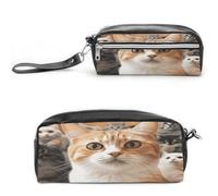 MNVTSKOP Divertente borsa per il trucco a forma di gatto per animali domestici, piccola custodia da viaggio per cosmetici, organizer portatile per cancelleria per insegnanti
