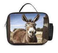MNVTSKOP Divertente borsa portapranzo riutilizzabile con asino, a prova di perdite, con manico, per ufficio, picnic, spiaggia