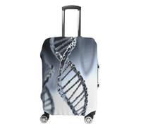 MNVTSKOP DNA - Copertura per bagagli con catena fotografica, resistente ai graffi, lavabile, in poliestere, elastica, protezione per bagagli da viaggio, bianco, S