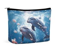 MNVTSKOP Dolphins in Love Borsa cosmetica di grande capacità Borsa da viaggio Borsa da toilette portatile alla moda per le donne