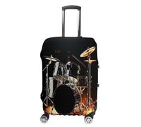 MNVTSKOP Drummer - Copertura per valigia, resistente ai graffi, lavabile, in poliestere, elastica, da viaggio, protezione per valigie, bianco, L