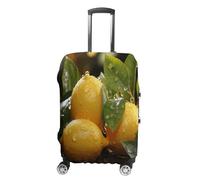 MNVTSKOP Fresh Lemon - Copertura per valigia, resistente ai graffi, lavabile, in poliestere, elastica, protezione per bagagli da viaggio, bianco, L