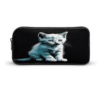 MNVTSKOP Grazioso astuccio per matite con gatto bianco di grande capacità, astuccio da ufficio per uomo e donna, organizer da scrivania