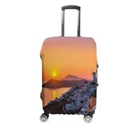 MNVTSKOP Grecia Island Tramonto Paesaggio Deposito Copertura antigraffio Lavabile Valigie Poliestere Elastico Viaggio Baggage Protector per Valigia Protector Cover, bianco, XL