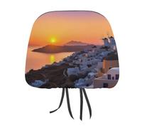 MNVTSKOP Grecia Island Tramonto Paesaggio Poggiatesta Cover per auto Universale Anti-Sporco Poggiatesta Protector Facile da installare Durevole Traspirante Accessori per Veicoli per Auto Camion SUV
