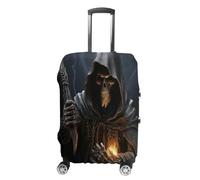 MNVTSKOP Grim Reaper - Copertura per valigia, resistente ai graffi, lavabile, in poliestere, elastica, protezione per bagagli da viaggio, bianco, L