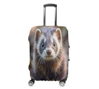 MNVTSKOP Hairy Ferret - Copertura per valigia, resistente ai graffi, lavabile, in poliestere, elastica, protezione per bagagli da viaggio, bianco, L