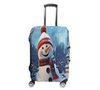 MNVTSKOP Happy Snowman Copertura per bagagli antigraffio lavabile in poliestere elastico da viaggio protezione per valigia, bianco, M