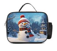 MNVTSKOP Happy Snowman Lunch Box Riutilizzabile Lunch Box Riutilizzabile Borsa Tote a Prova di Perdite con Manico per Ufficio Picnic Spiaggia