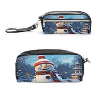 MNVTSKOP Happy Snowman - Trousse da viaggio per cosmetici, organizer portatile per cancelleria per donne e insegnanti