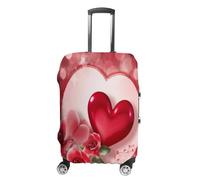 MNVTSKOP Happy Valentine's Day - Copertura protettiva per valigia, resistente ai graffi, lavabile, in poliestere, elastica, da viaggio, per valigie, bianco, S