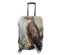 MNVTSKOP Hawk Sitting In The Tree Copribagagli Resistente ai Graffi Lavabile Valigie Copertura in Poliestere Elastico Protezione per Bagagli da Viaggio per Valigia Copertura Protettiva, bianco, M