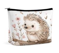 MNVTSKOP Hedgehog seduto sulla parte superiore borsa cosmetica grande capacità viaggio trucco borsa trendy portatile borsa da toilette per le donne