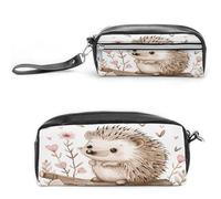 MNVTSKOP Hedgehog Seduto sulla parte superiore Borsa per il trucco Piccola Custodia da viaggio per cosmetici Portatile Organizzatore di Cancelleria per Donne Insegnante