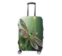 MNVTSKOP Jewel Dragonfly - Copertura per valigia, resistente ai graffi, lavabile, in poliestere, elastica, protezione per bagagli da viaggio, bianco, S