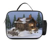 MNVTSKOP Legno rustico Log Cottage Lunch Box Riutilizzabile Borsa Tote Bag A Prova di Perdite con Manico per Ufficio Picnic Spiaggia